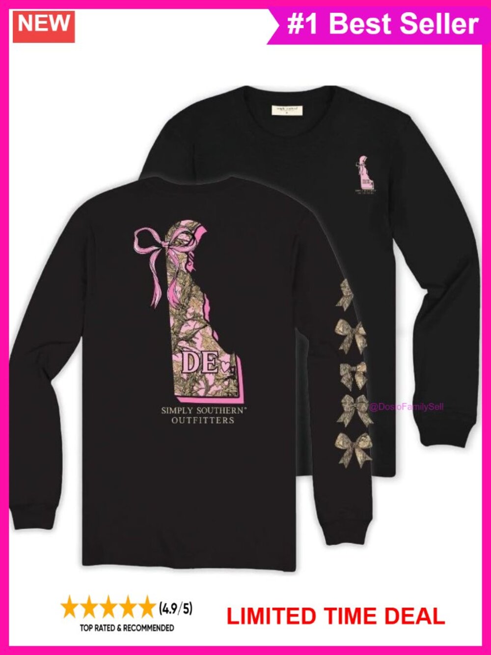 Simply Southern Delaware Camo Bow Long Sleeve Tee
